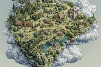 design fantasy map illustration isometric map