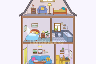 draw house cutaway illustration