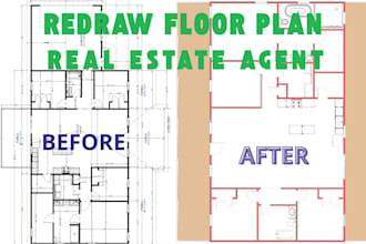 redraw floor plan for real estate agent
