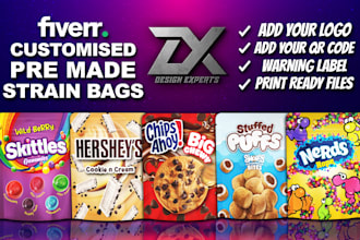 design unique premade mylar bag or cannabis product packaging