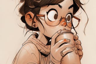 draw a digital cartoon illustration