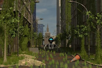 make realistic 3d environment design, concept art in blender