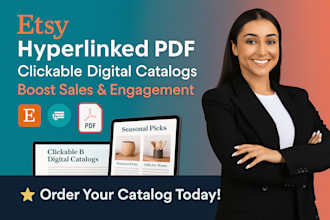 design etsy hyperlinked PDF, clickable digital catalog and interactive catalog