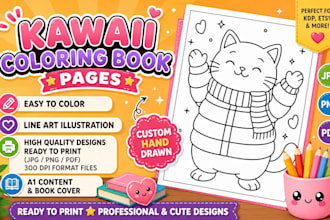 draw cute kawaii doodle bold and easy cozy coloring book pages