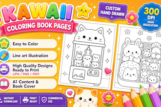draw cute kawaii doodle bold and easy cozy coloring book pages