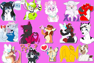 draw furry telegram stickers ,discord stickers, furry stickers ,crypto stickers