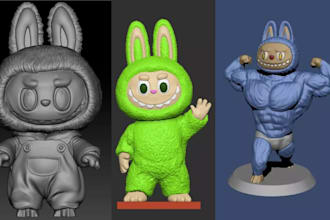 create 3d labubu toy design labubu mask plushie toy prop accessories 3d stl file