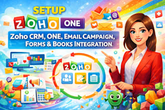 setup zoho crm, zoho one, zoho email campaign, zoho form, zoho book integration