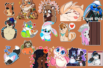 draw furry telegram stickers, animated stickers,  nsfw stickers, furry stickers