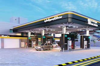 do ultra realistic market shop mall filling station  3d render and animation cgi