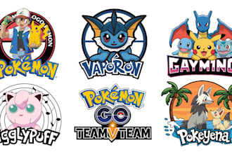 design pokemon fakemon chibi art funks anime style logo text for your business