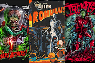 design retro horror poster vintage 70 80s movie poster halloween gothic dark art