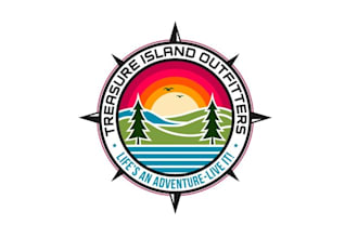 design cool island camping river fun logo
