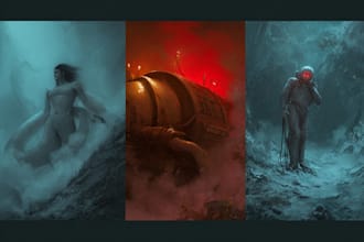 do sci fi horror and fantasy scene concept art illustrations