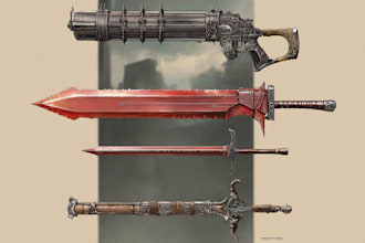 draw concepts for sci fi and fantasy weapons