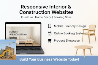build responsive interior construction website furniture homedecor booking site
