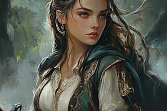draw semi realistic character, portrait, illustration