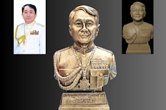 sculpture, print, paint custom realistic bust, full body statue ship worldwide