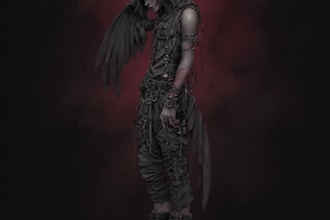 make a character art and horror design in unique style