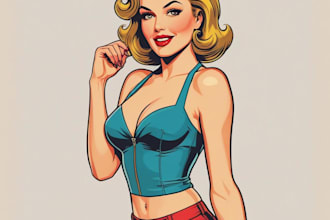 draw a pin up girl and pin up girl illustration
