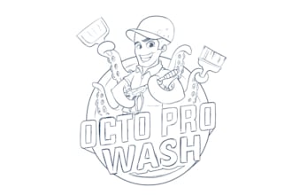 make awesome octopus mascot logo for a commercial cleaning