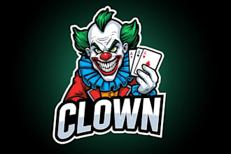 make eye catching clown sport mascot logo in my style