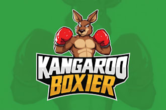 design awesome aggressive kangaroo boxing mascot logo  just in 12 hours