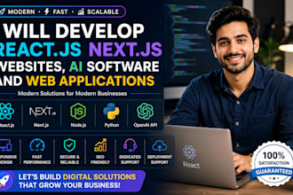 develop reactjs nextjs websites, ai software and webapps