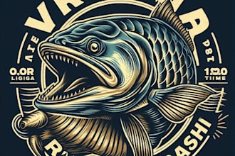 make a vintage ariana predator fish mascot logo t shirt  design