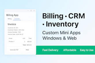 custom mini software billing CRM inventory desktop app