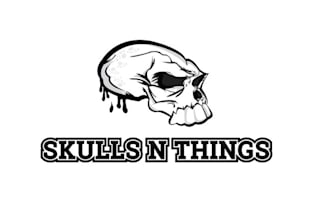 do biker style splashy and masculine logo for skulls things