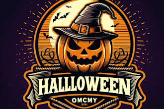 make a vintage halloween pumpkin mascot logo   t shirt design