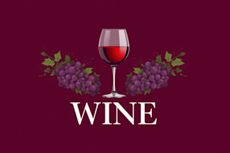 make an amazing glass of wine and grapes mascot logo in 12 hours