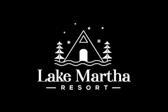 design wonderful waterfront camping resort logo