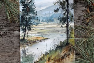 paint original watercolor landscape painting