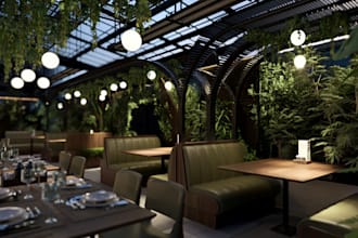 3d interior design  restaurant, villa, coffee shop and other space
