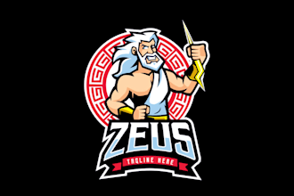 design outstanding zeus god of thunder mascot logo  in 12 hours