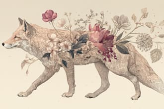 draw an animal and botanical illustration