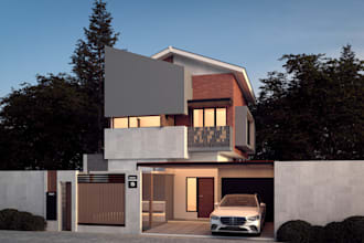 design and render 3d house exterior
