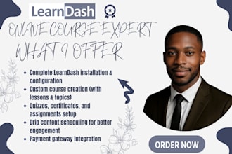 setup and customize and learndash lms, quizzes certificate and payement