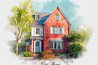paint your house in watercolor painting style