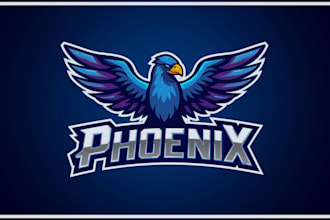 design high quality blue phoenix mascot logo  with unlimited revisions