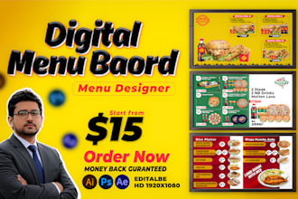 design modern digital menu board or animated digital menu
