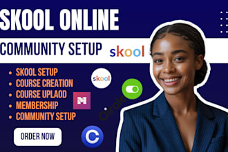 setup skool, skool community, skool online course and skool community manager