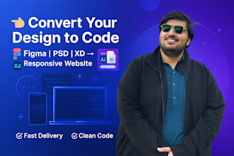 convert figma, PSD, or xd design into responsive website