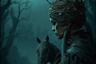 draw high detailed dark art illustration with horror shades