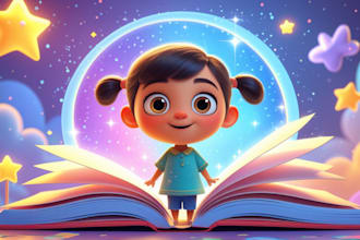 children story book illustration, kids story book illustration, 3d children book