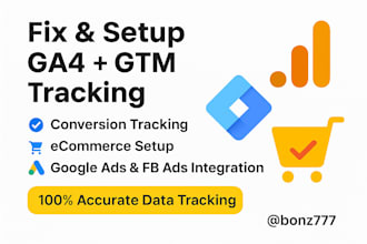 fix or setup google ads conversion tracking,  ga4 GTM ecommerce tracking