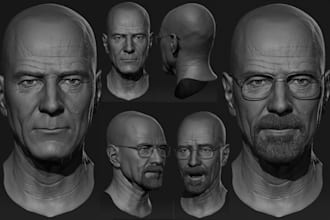realistic human 3d head sculpt in zbrush facial expression bust model 3d print