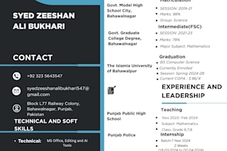 design a modern and professional resume or CV in canva